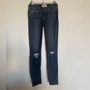 PAIGE Women's Dark Blue Ripped Skinny Jeans